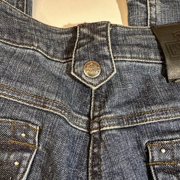Harley-Davidson Womens Studded Embroidered Blue Denim Jeans SZ 12 High Rise EUC - Picture 8 of 12